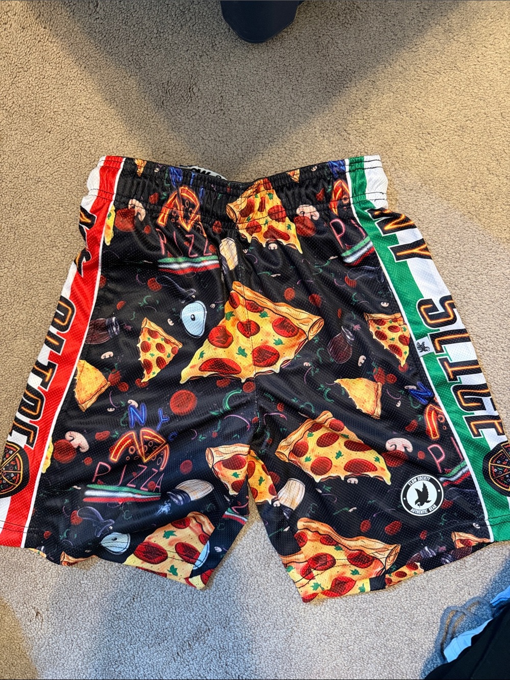 Flow Society Pizza Print Athletic Shorts - Black
